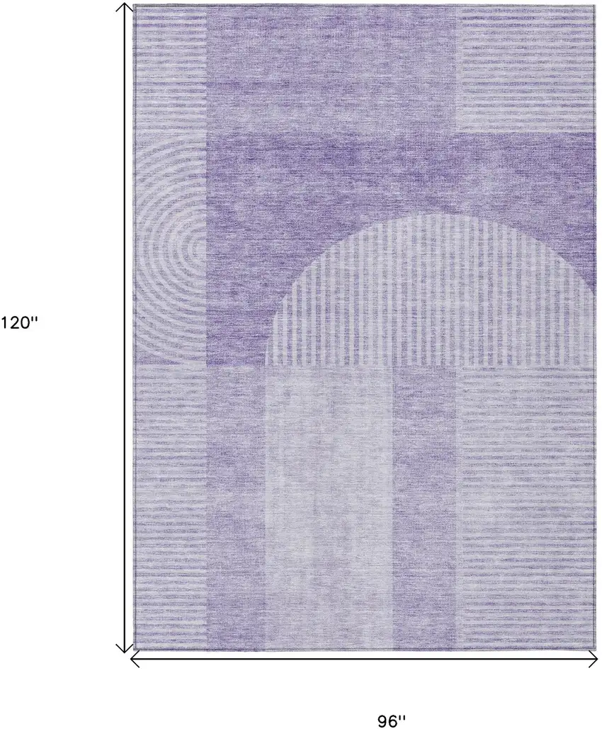 Lavender And Purple Geometric Washable Indoor Outdoor Area Rug Photo 3
