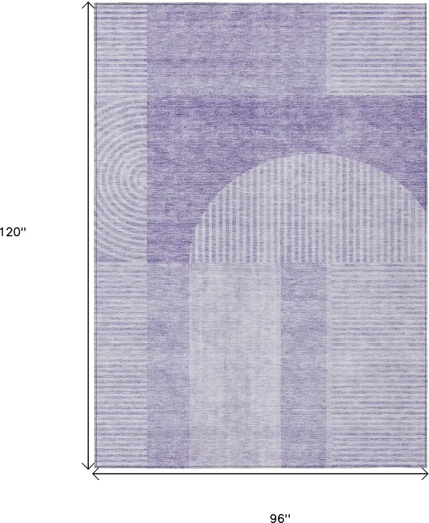 Lavender And Purple Geometric Washable Indoor Outdoor Area Rug Photo 3