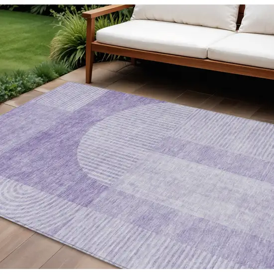 Lavender And Purple Geometric Washable Indoor Outdoor Area Rug Photo 1