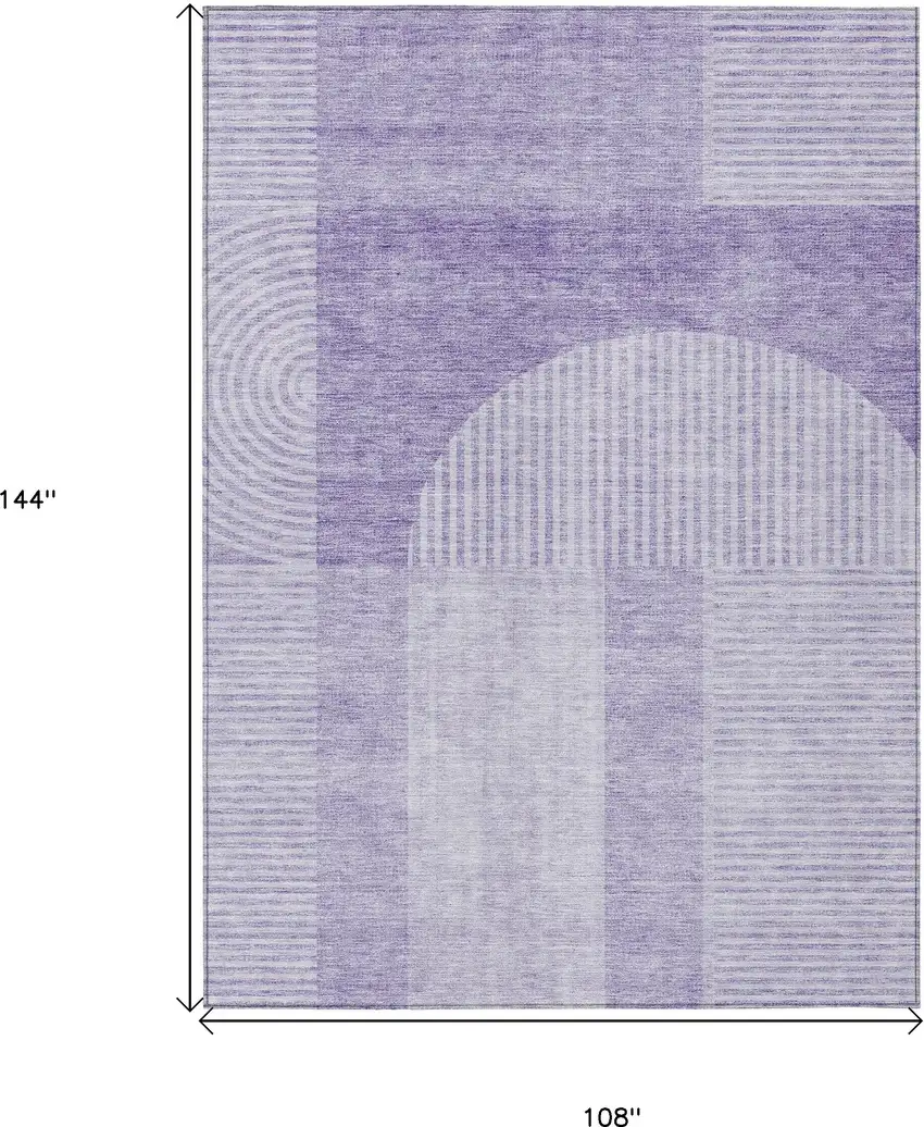 Lavender And Purple Geometric Washable Indoor Outdoor Area Rug Photo 3