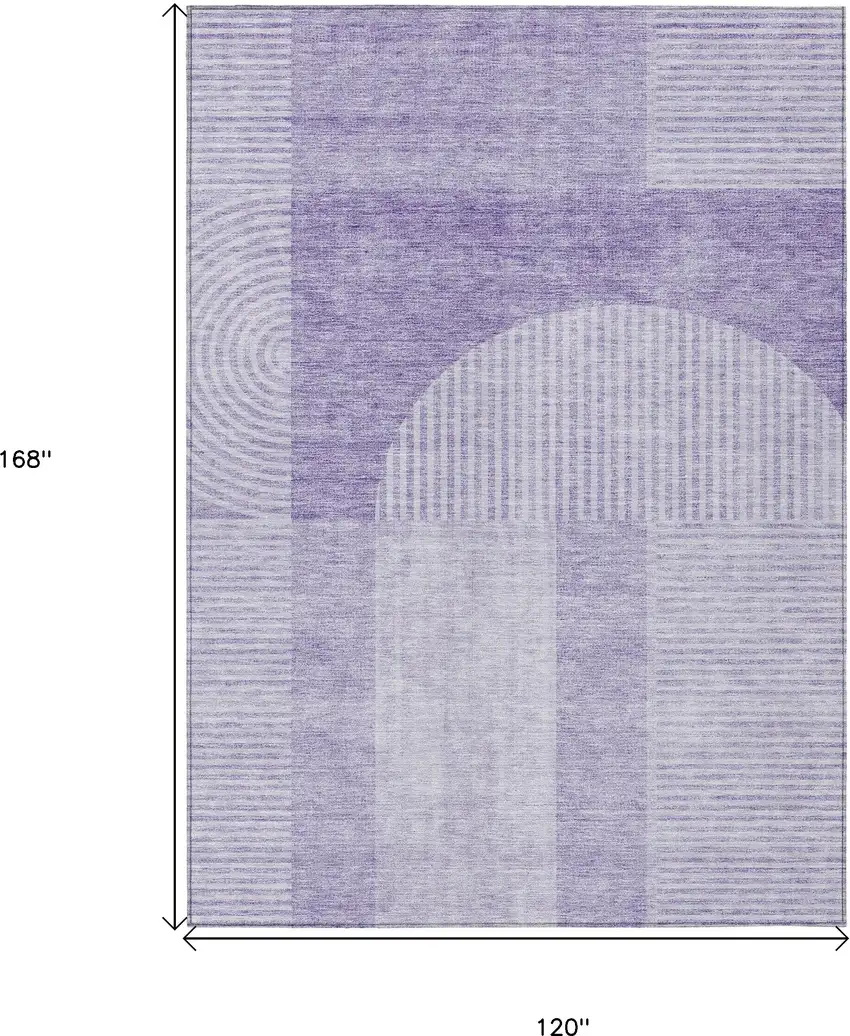 Lavender And Purple Geometric Washable Indoor Outdoor Area Rug Photo 3
