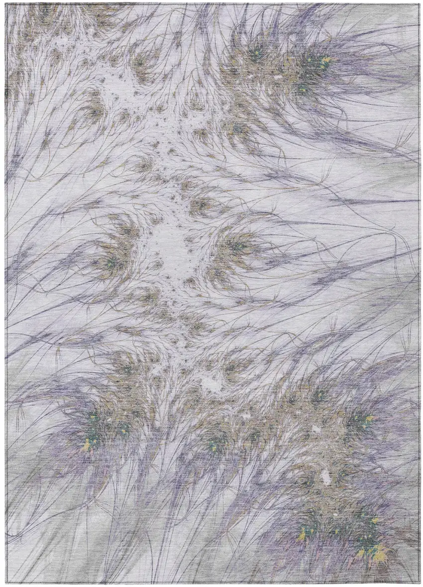 Lavender And Purple Oriental Washable Indoor Outdoor Area Rug Photo 1