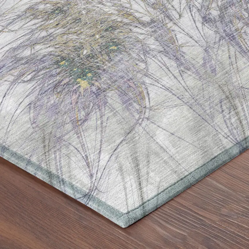 Lavender And Purple Oriental Washable Indoor Outdoor Area Rug Photo 4