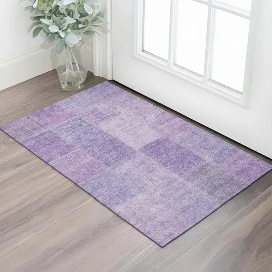 Lavender And Purple Patchwork Washable Area Rug With UV Protection Photo 1