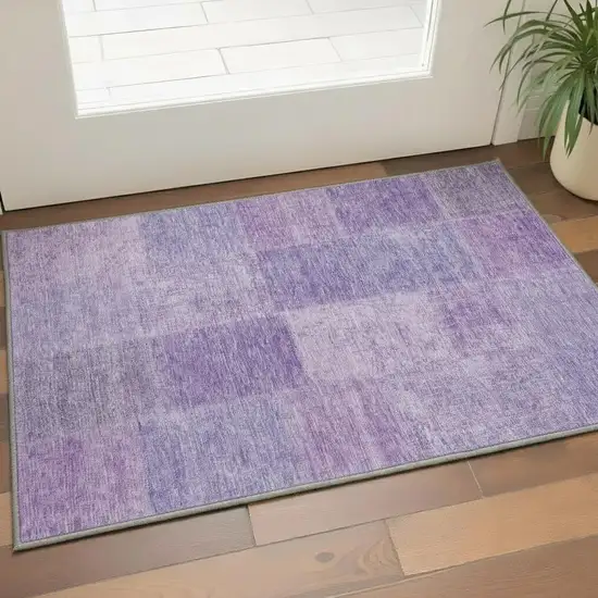 Lavender And Purple Patchwork Washable Area Rug With UV Protection Photo 2