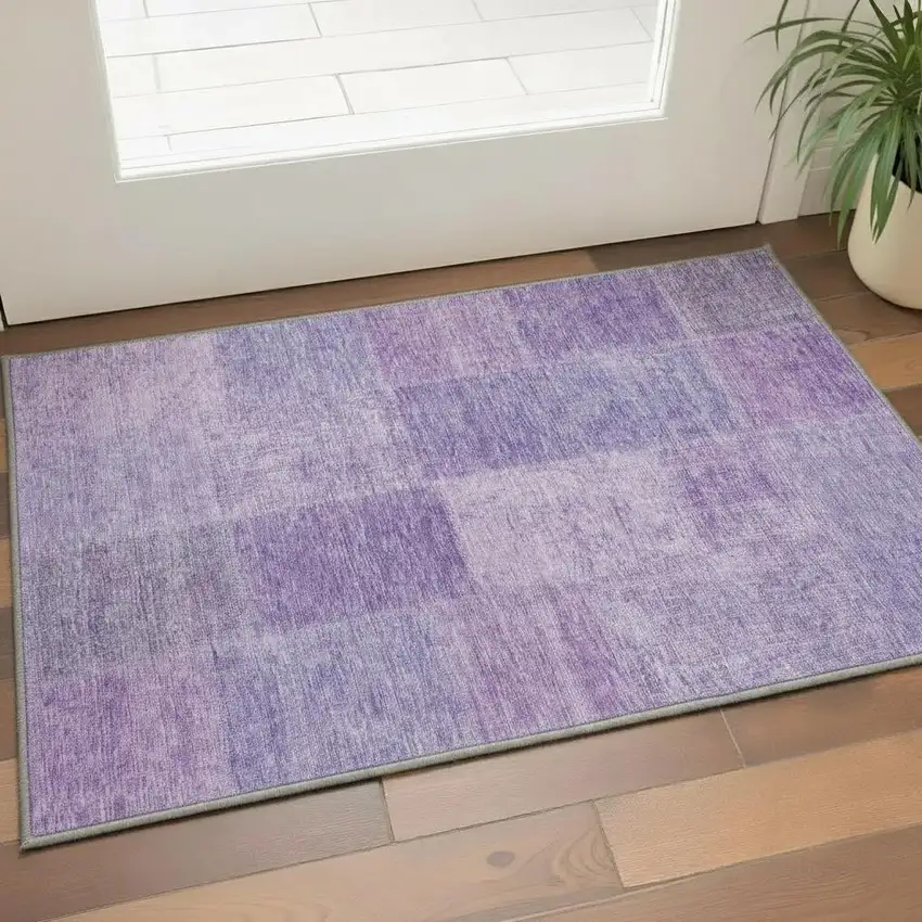 Lavender And Purple Patchwork Washable Area Rug With UV Protection Photo 2