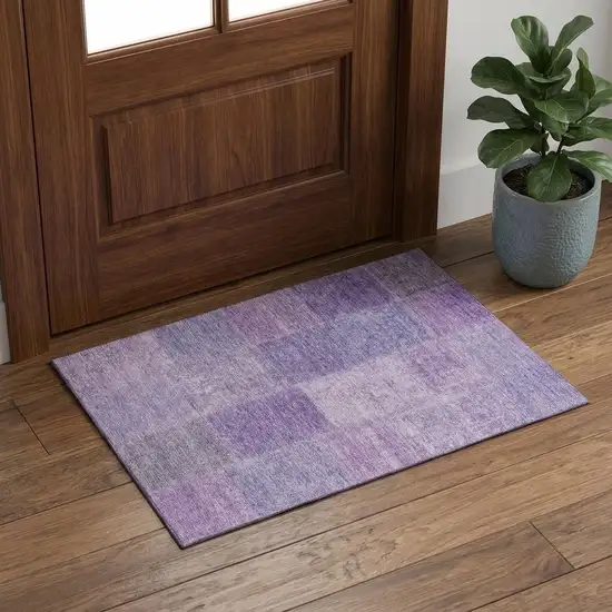 Lavender And Purple Patchwork Washable Area Rug With UV Protection Photo 1