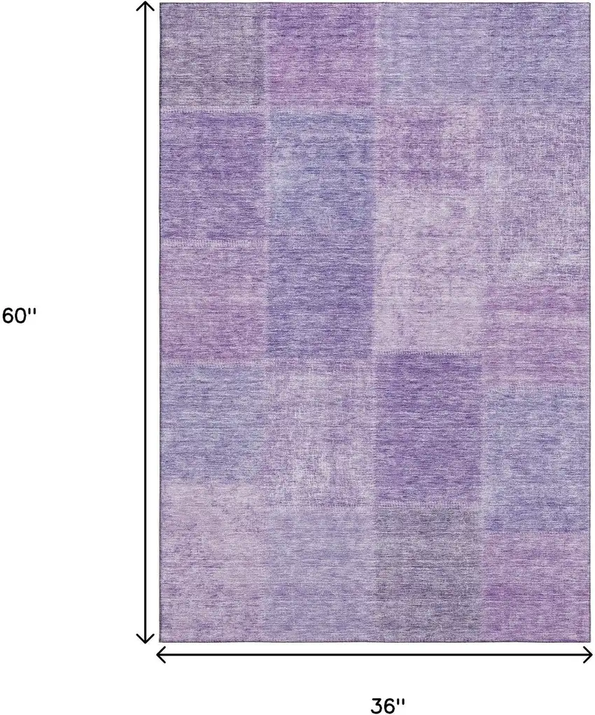 Lavender And Purple Patchwork Washable Area Rug With UV Protection Photo 5
