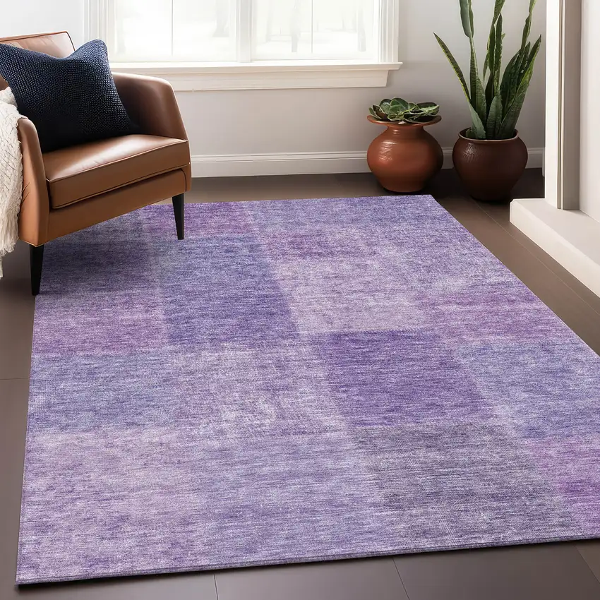 Lavender And Purple Patchwork Washable Area Rug With UV Protection Photo 4