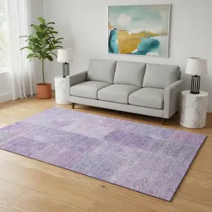 Photo of Lavender And Purple Patchwork Washable Area Rug With UV Protection