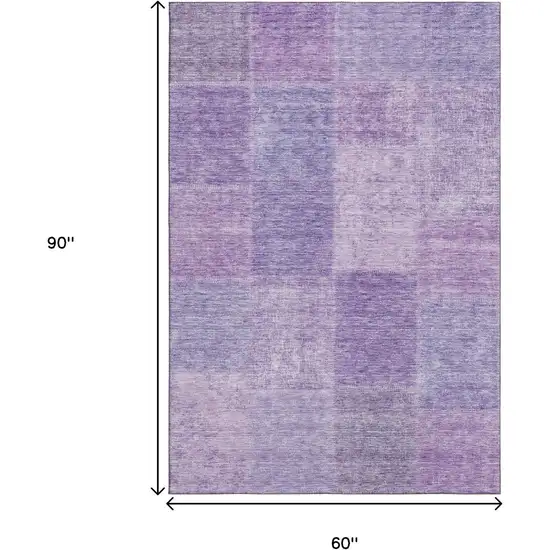 Lavender And Purple Patchwork Washable Area Rug With UV Protection Photo 3