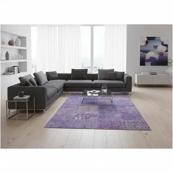 Lavender And Purple Patchwork Washable Area Rug With UV Protection Photo 1