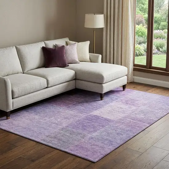 Lavender And Purple Patchwork Washable Area Rug With UV Protection Photo 1