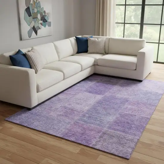 Lavender And Purple Patchwork Washable Area Rug With UV Protection Photo 1