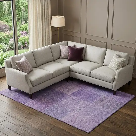 Lavender And Purple Patchwork Washable Area Rug With UV Protection Photo 1