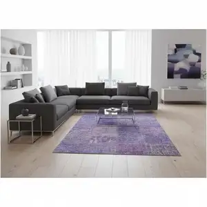 Photo of Lavender And Purple Patchwork Washable Area Rug With UV Protection