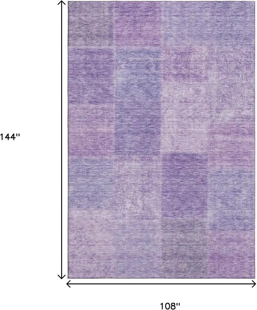 Lavender And Purple Patchwork Washable Area Rug With UV Protection Photo 3