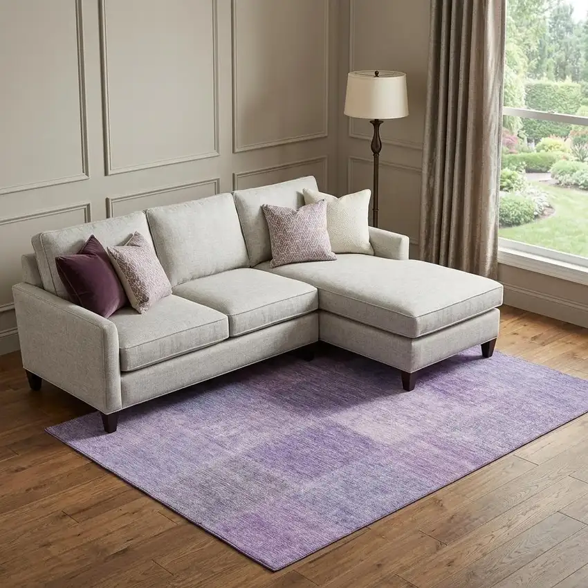 Lavender And Purple Patchwork Washable Area Rug With UV Protection Photo 1