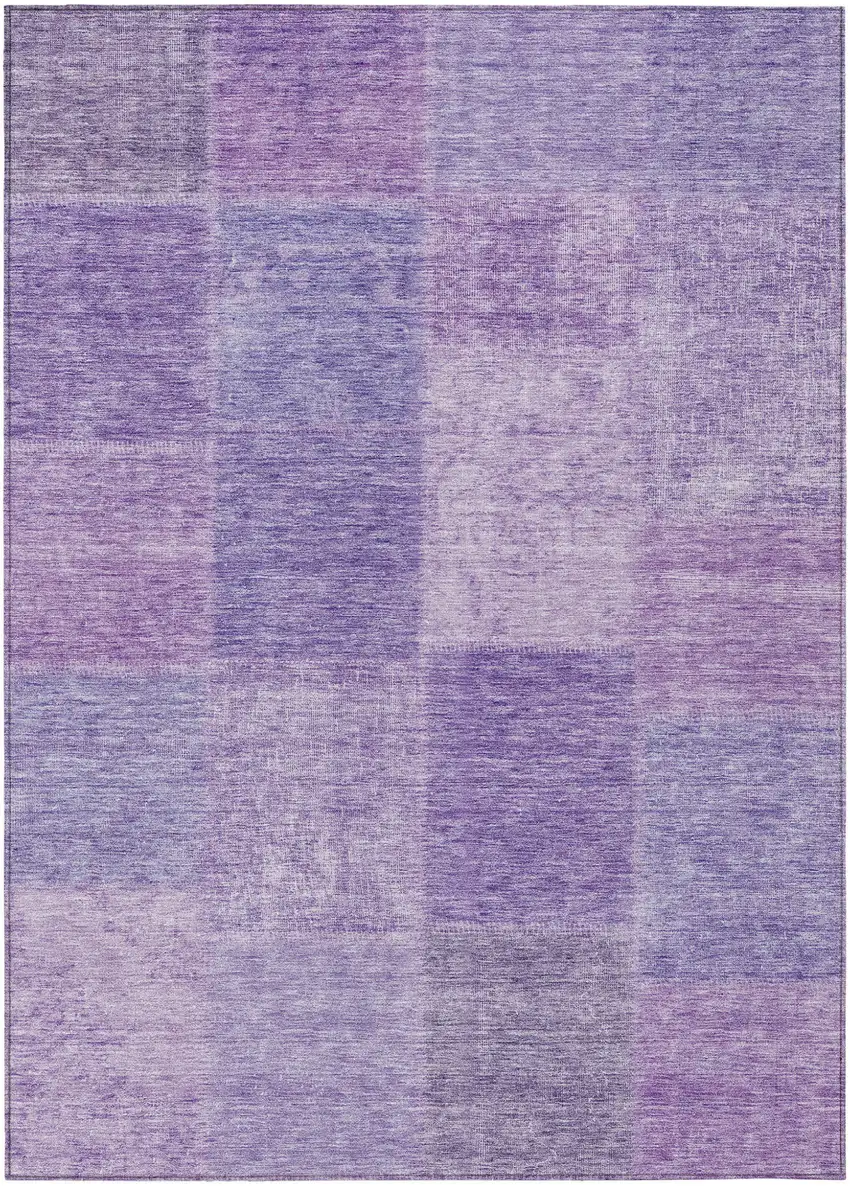 Lavender And Purple Patchwork Washable Indoor Outdoor Area Rug Photo 2