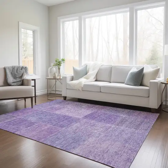 Lavender And Purple Patchwork Washable Indoor Outdoor Area Rug Photo 9