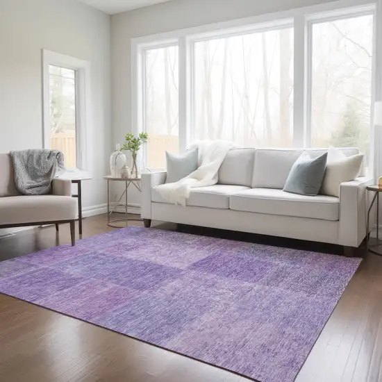 Lavender And Purple Patchwork Washable Indoor Outdoor Area Rug Photo 9