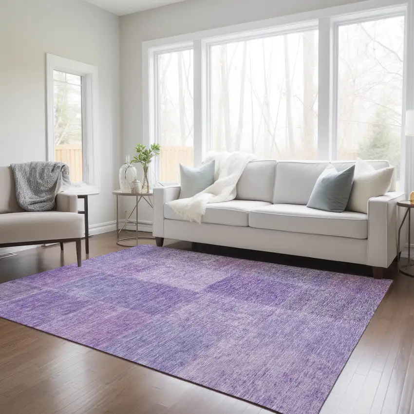 Lavender And Purple Patchwork Washable Indoor Outdoor Area Rug Photo 9