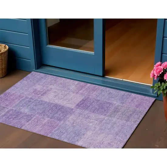 Lavender And Purple Patchwork Washable Indoor Outdoor Area Rug Photo 1