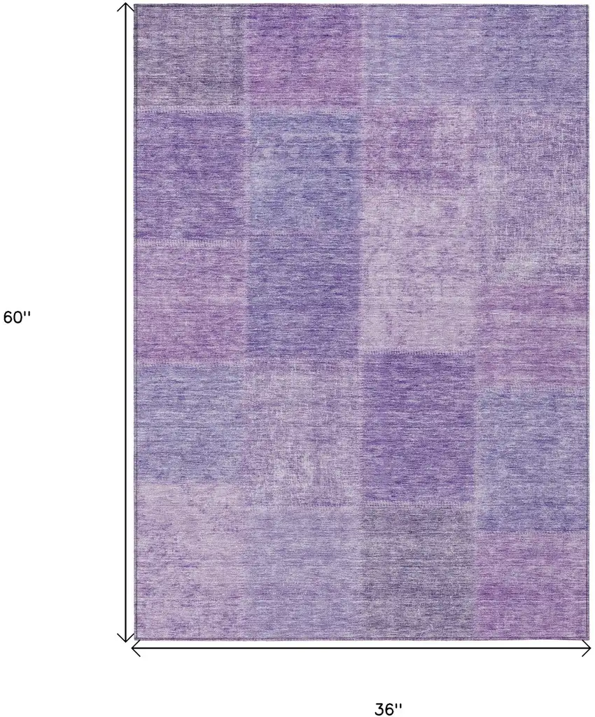 Lavender And Purple Patchwork Washable Indoor Outdoor Area Rug Photo 3