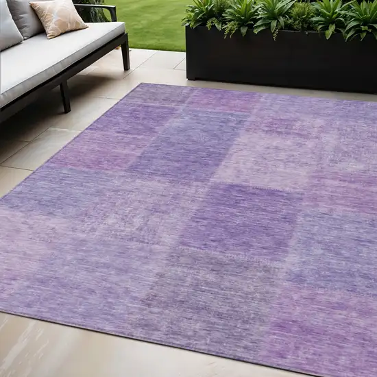 Lavender And Purple Patchwork Washable Indoor Outdoor Area Rug Photo 1