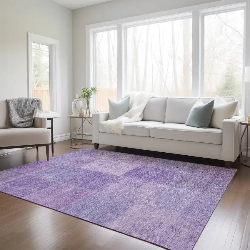 Lavender And Purple Patchwork Washable Indoor Outdoor Area Rug Photo 8
