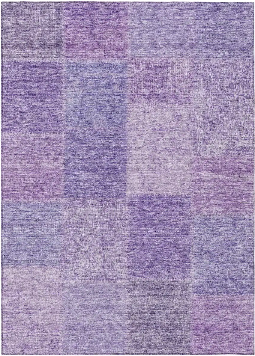 Lavender And Purple Patchwork Washable Indoor Outdoor Area Rug Photo 2