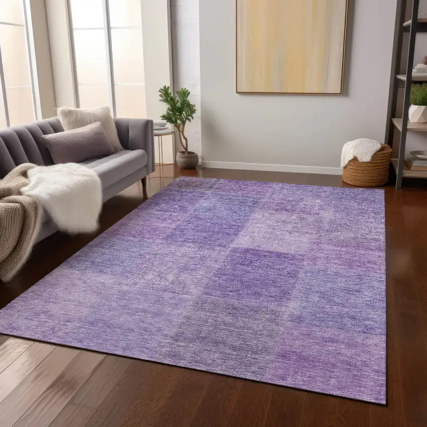 Lavender And Purple Patchwork Washable Indoor Outdoor Area Rug Photo 9