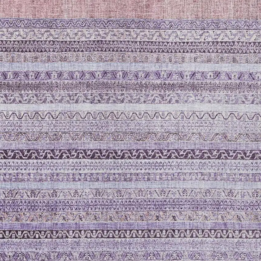 Lavender And Purple Striped Washable Indoor Outdoor Area Rug Photo 3