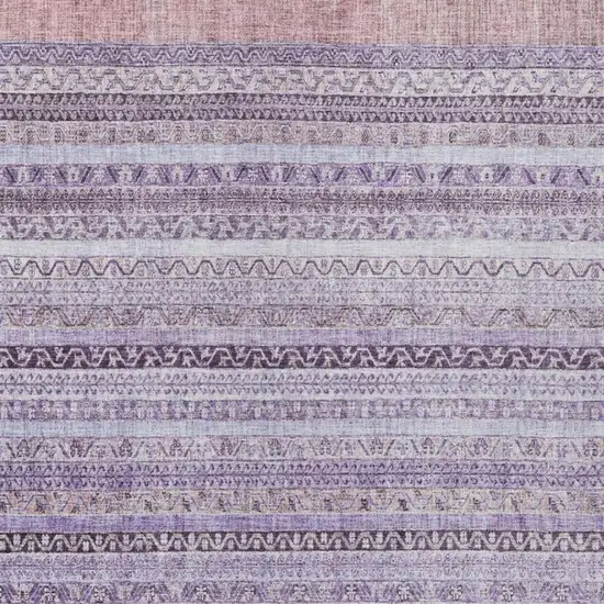 Lavender And Purple Striped Washable Indoor Outdoor Area Rug Photo 3