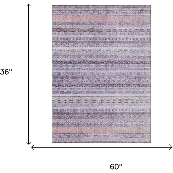 Lavender And Purple Striped Washable Indoor Outdoor Area Rug Photo 7