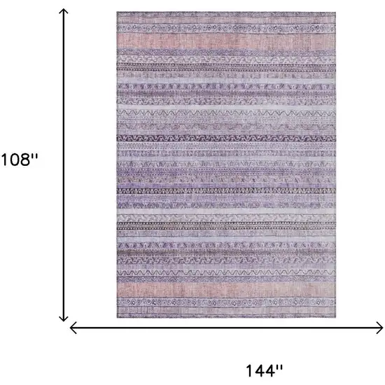 Lavender And Purple Striped Washable Indoor Outdoor Area Rug Photo 7