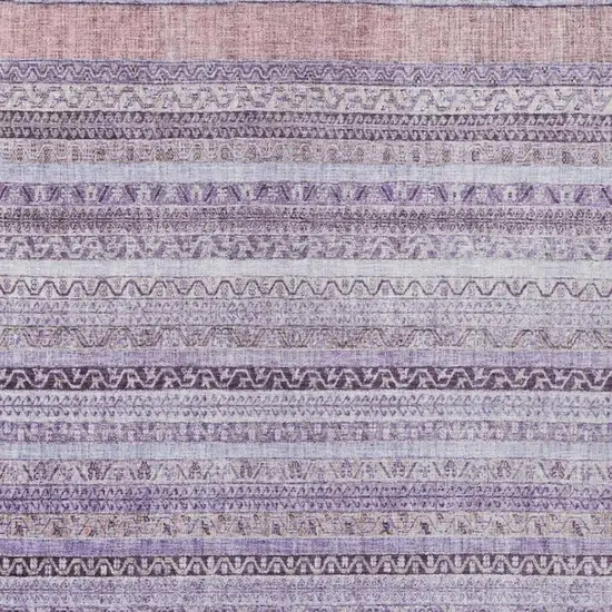 Lavender And Purple Striped Washable Indoor Outdoor Area Rug Photo 3