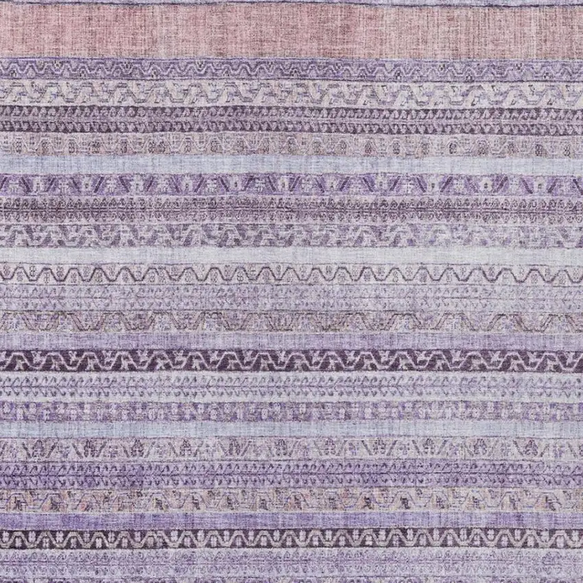 Lavender And Purple Striped Washable Indoor Outdoor Area Rug Photo 3