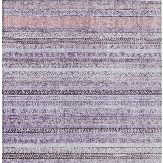 Lavender And Purple Striped Washable Indoor Outdoor Area Rug Photo 4
