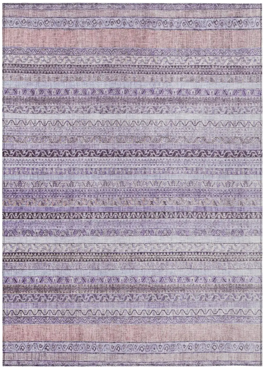 Lavender And Purple Striped Washable Indoor Outdoor Area Rug Photo 2