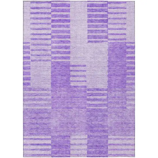 Lavender And Purple Striped Washable Indoor Outdoor Area Rug Photo 2