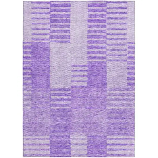Lavender And Purple Striped Washable Indoor Outdoor Area Rug Photo 6