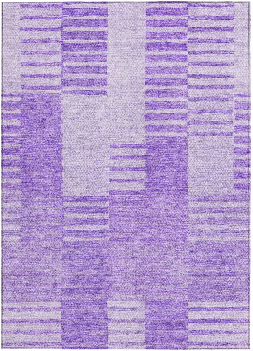 Lavender And Purple Striped Washable Indoor Outdoor Area Rug Photo 6