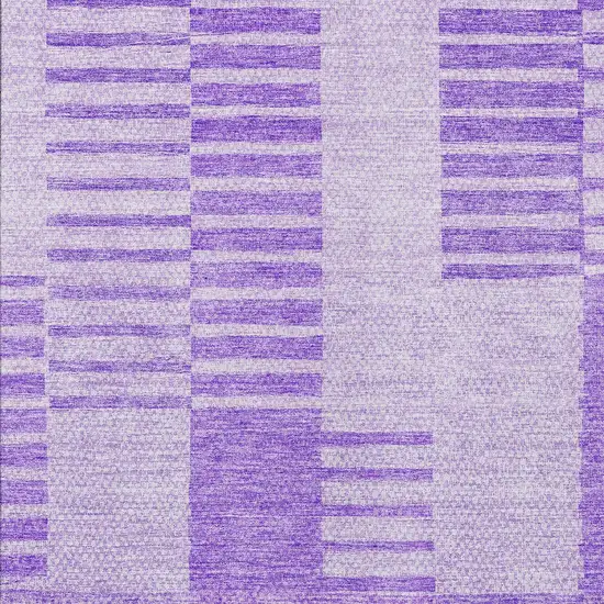 Lavender And Purple Striped Washable Indoor Outdoor Area Rug Photo 5