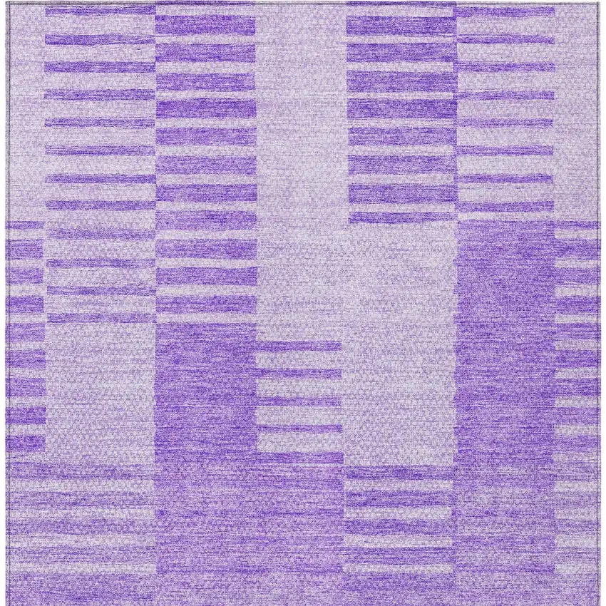 Lavender And Purple Striped Washable Indoor Outdoor Area Rug Photo 6