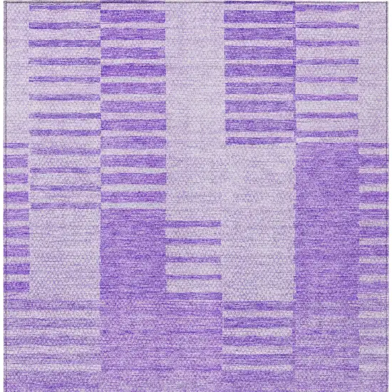 Lavender And Purple Striped Washable Indoor Outdoor Area Rug Photo 6