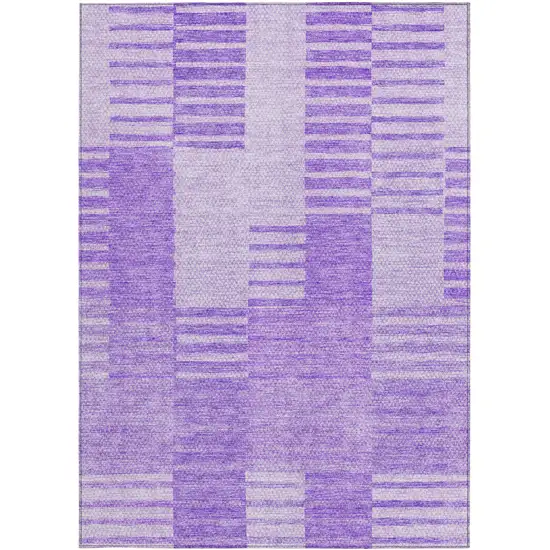 Lavender And Purple Striped Washable Indoor Outdoor Area Rug Photo 5