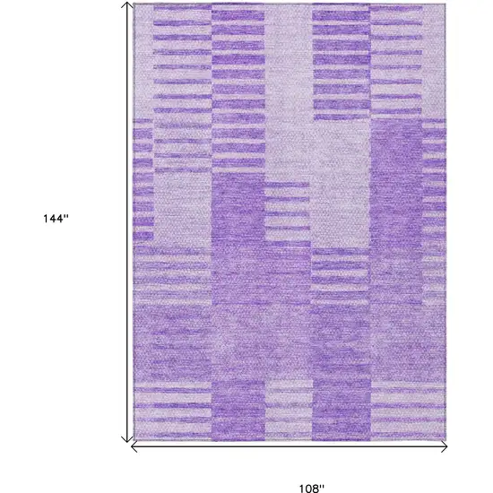 Lavender And Purple Striped Washable Indoor Outdoor Area Rug Photo 3