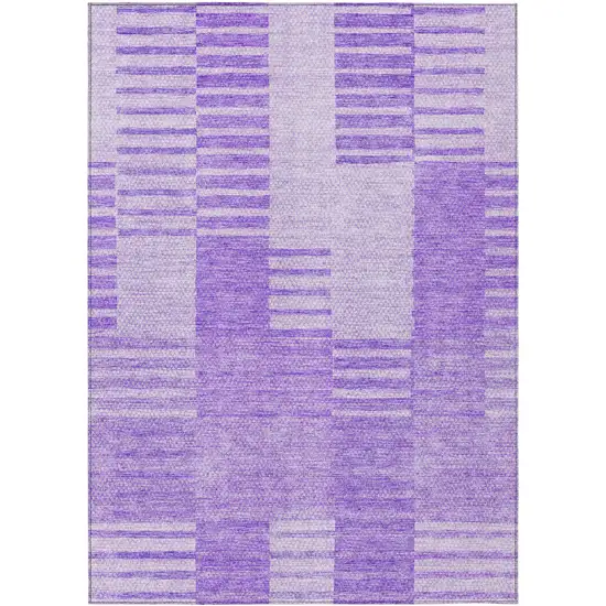 Lavender And Purple Striped Washable Indoor Outdoor Area Rug Photo 2
