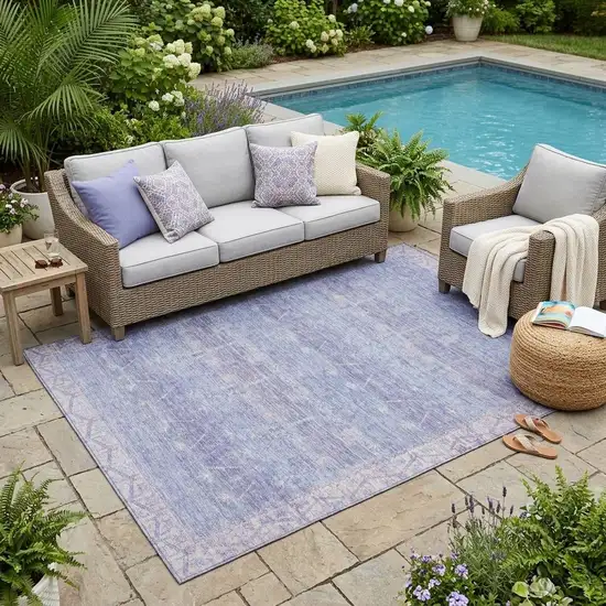 Lavender And Purple Tribal Washable Indoor Outdoor Area Rug Photo 1